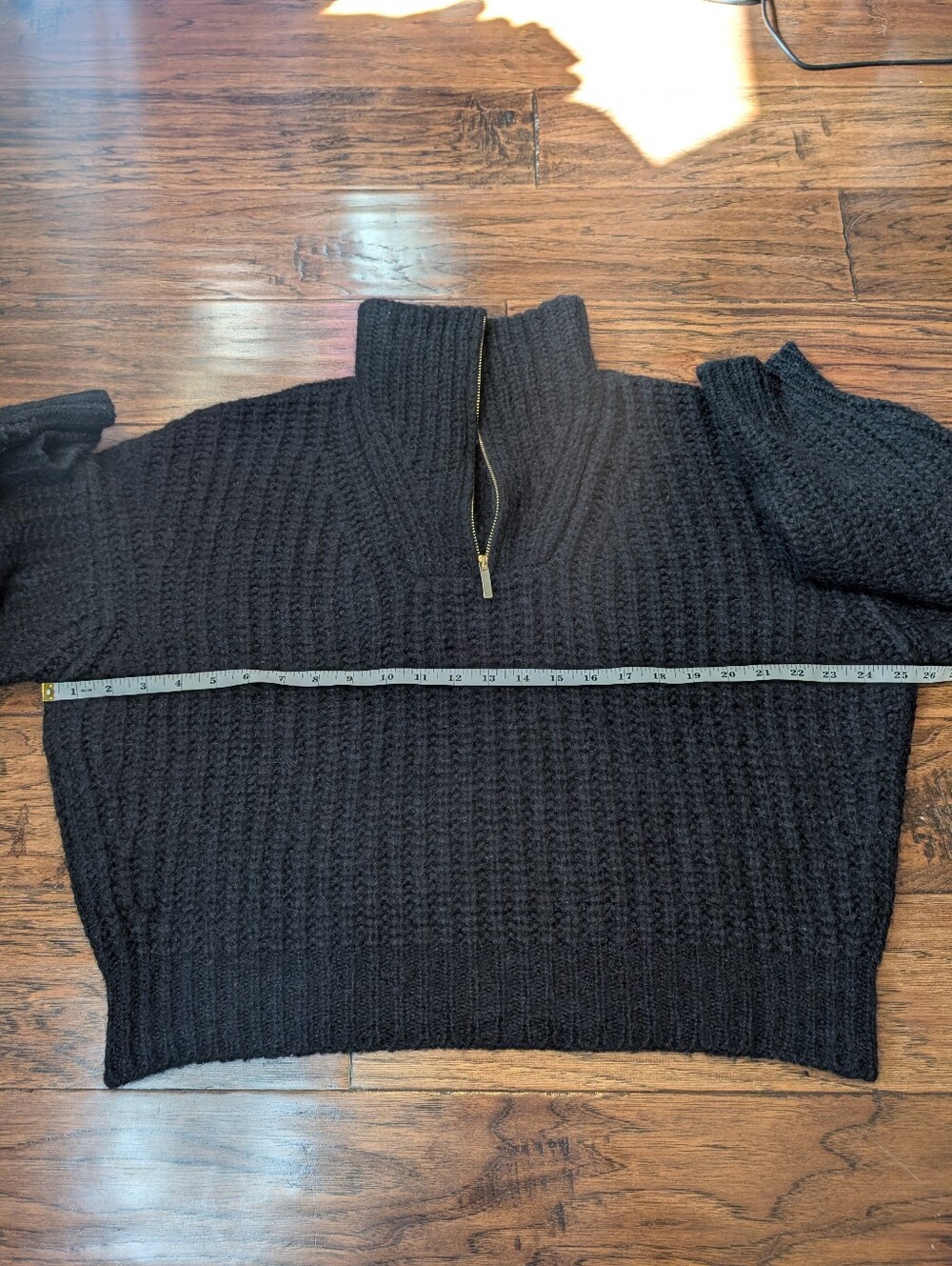 ba&sh Alpaca Blend Quarter Zip Pullover Sweater in Black Size 1 (Small) - Picture 8 of 10